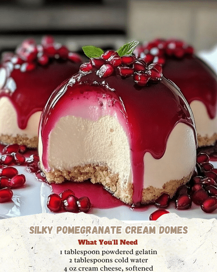 Silky_Pomegranate_Cream_Domes_with_Mirror_Glaze_and_Almond_Crunch_Base