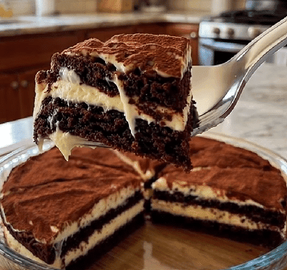 Chocolate Cake with Cream (Tiramisu Style)
