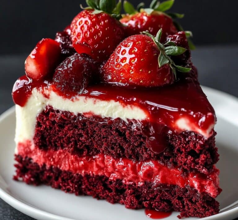 Red Velvet Strawberry Glaze Cake