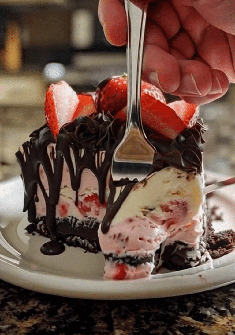 Chocolate Covered Strawberry Ice Cream Cake