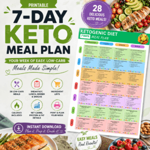 7-Day Keto Meal Plan Printable | Low-Carb Meals & Snacks