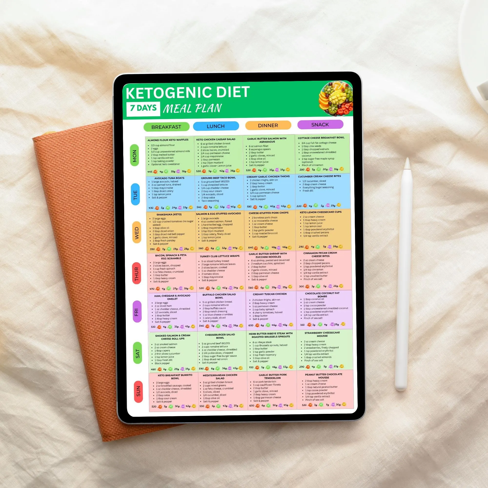 7-Day Keto Meal Plan Printable | Low-Carb Meals & Snacks - Image 4