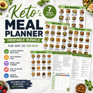 Keto Meal Planner Printable Bundle | 7-Page Keto Food Guide
