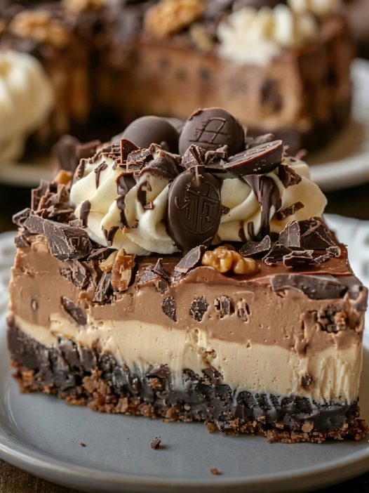 Peanut Butter Turtle Icebox Pie