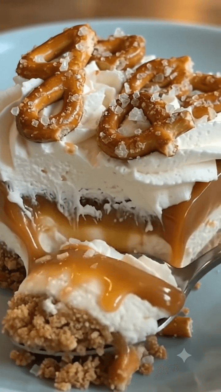 Salted Caramel Pretzel Cheesecake Bars